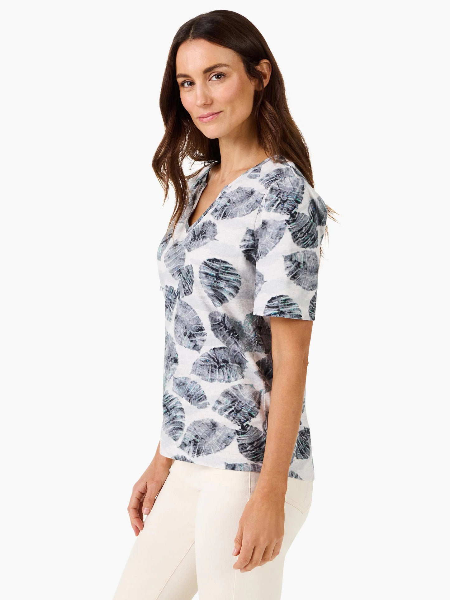 NZT Falling Palms Short Sleeve Split Tee