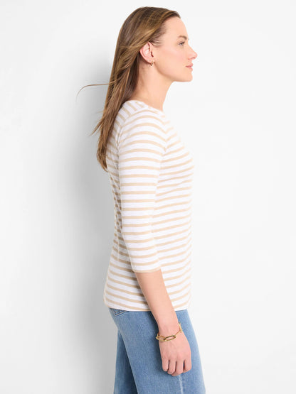 NZT 3/4 Sleeve Stripe Boat Tee