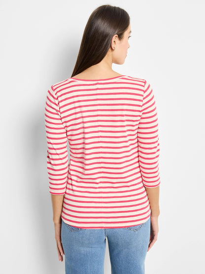 NZT 3/4 Sleeve Stripe Boat Tee