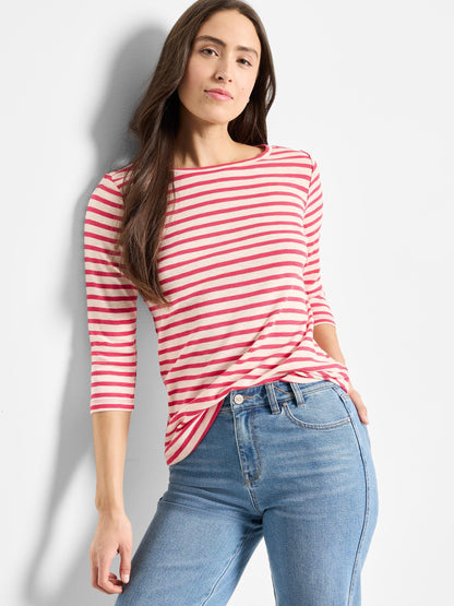 NZT 3/4 Sleeve Stripe Boat Tee