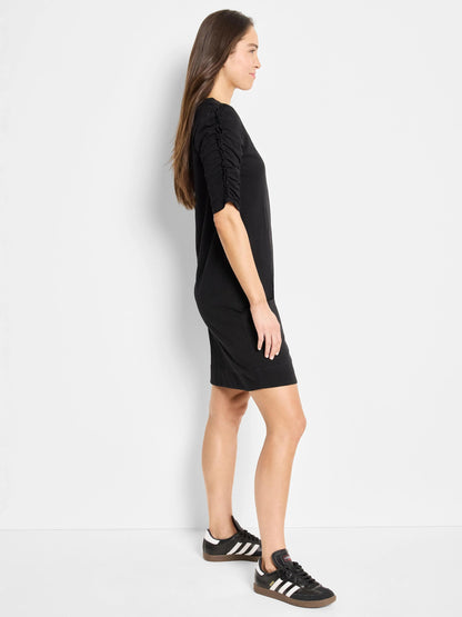 NZT Ruched Elbow Sleeve Dress