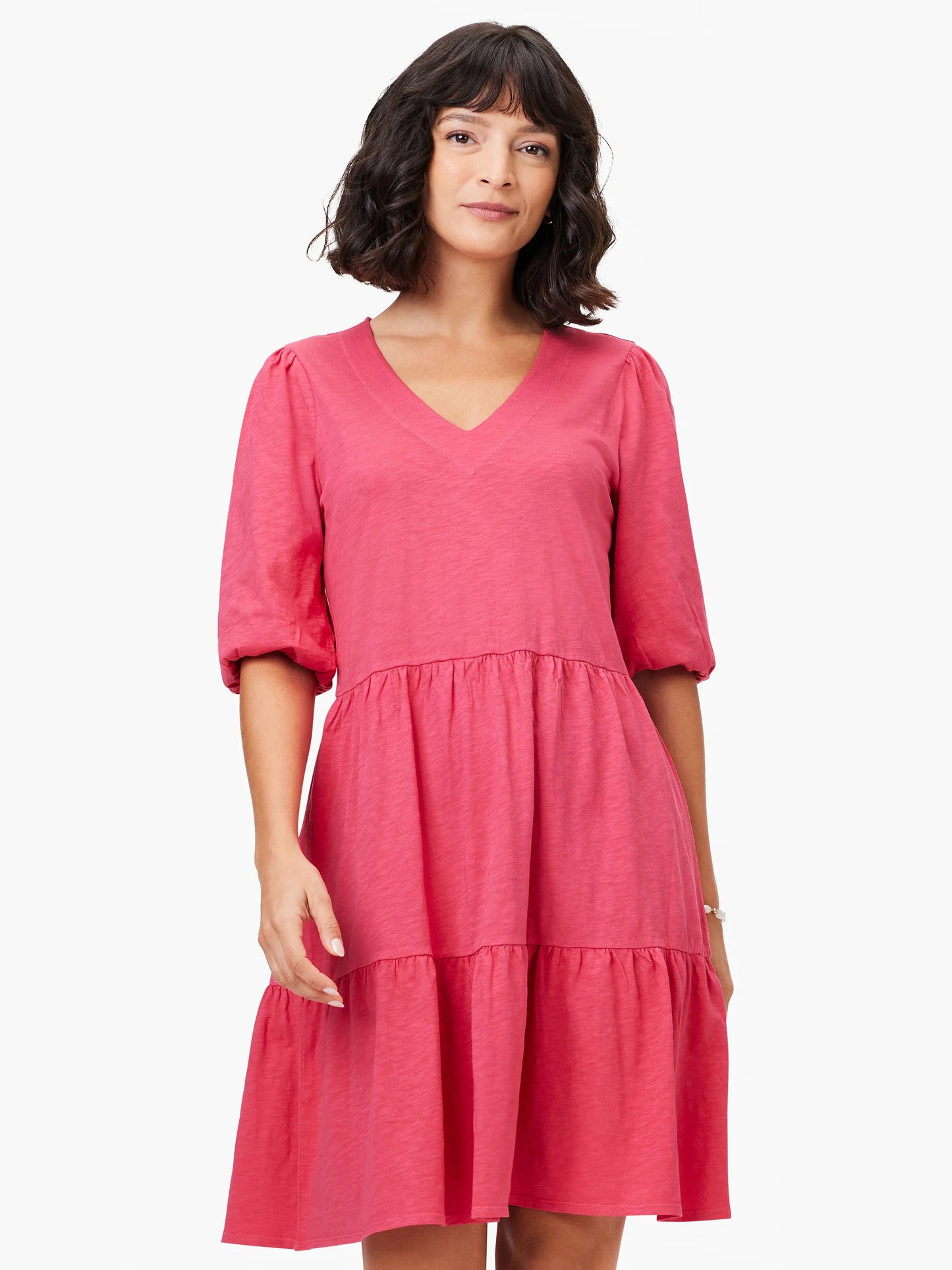 NZT Elbow Sleeve V-Neck Dress