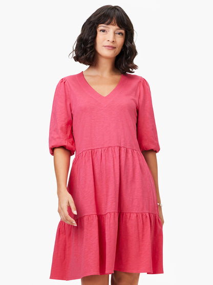 NZT Elbow Sleeve V-Neck Dress