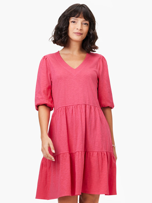 NZT Elbow Sleeve V-Neck Dress