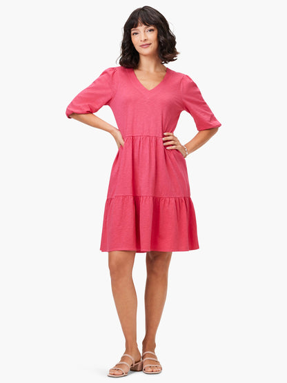 NZT Elbow Sleeve V-Neck Dress