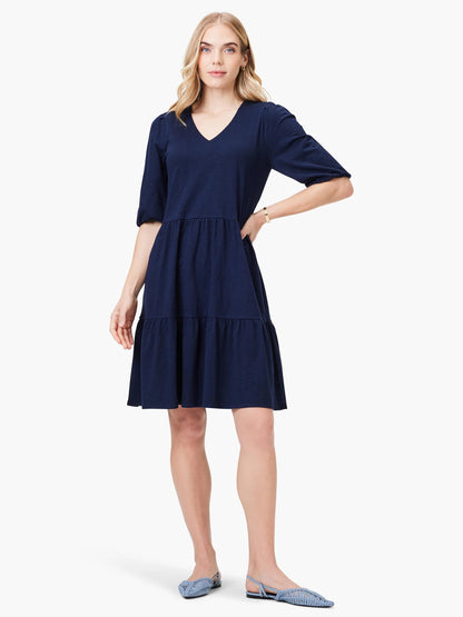 NZT Elbow Sleeve V-Neck Dress
