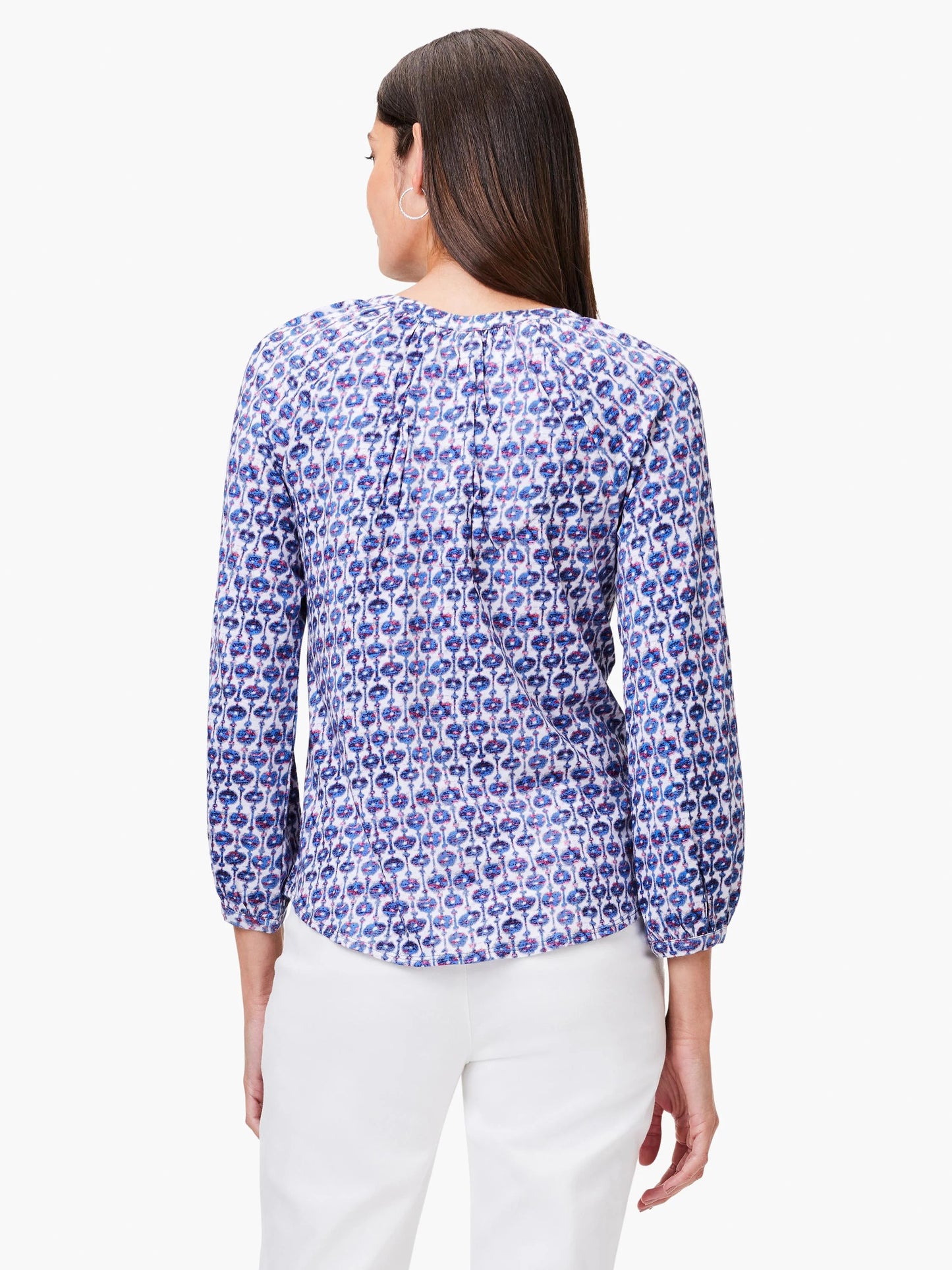 NZT Mixed Medallion 3/4 Sleeve Split Top