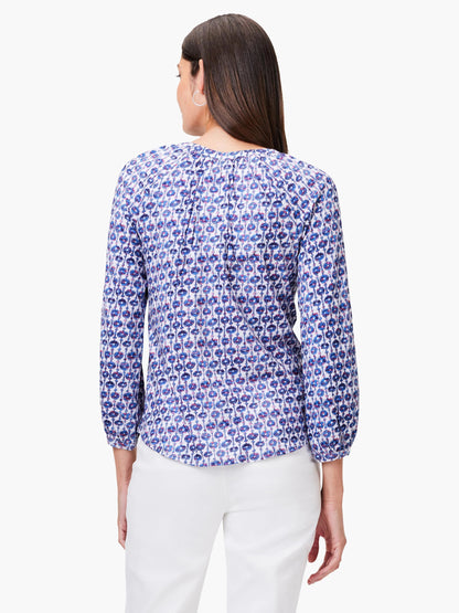NZT Mixed Medallion 3/4 Sleeve Split Top
