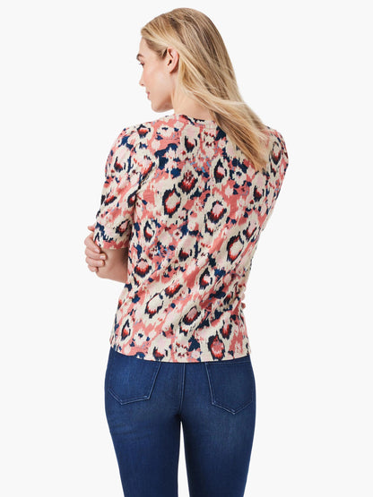 NZT Animal Ikat Elbow Sleeve Scoop Neck Tee