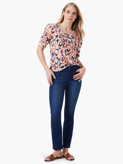 NZT Animal Ikat Elbow Sleeve Scoop Neck Tee