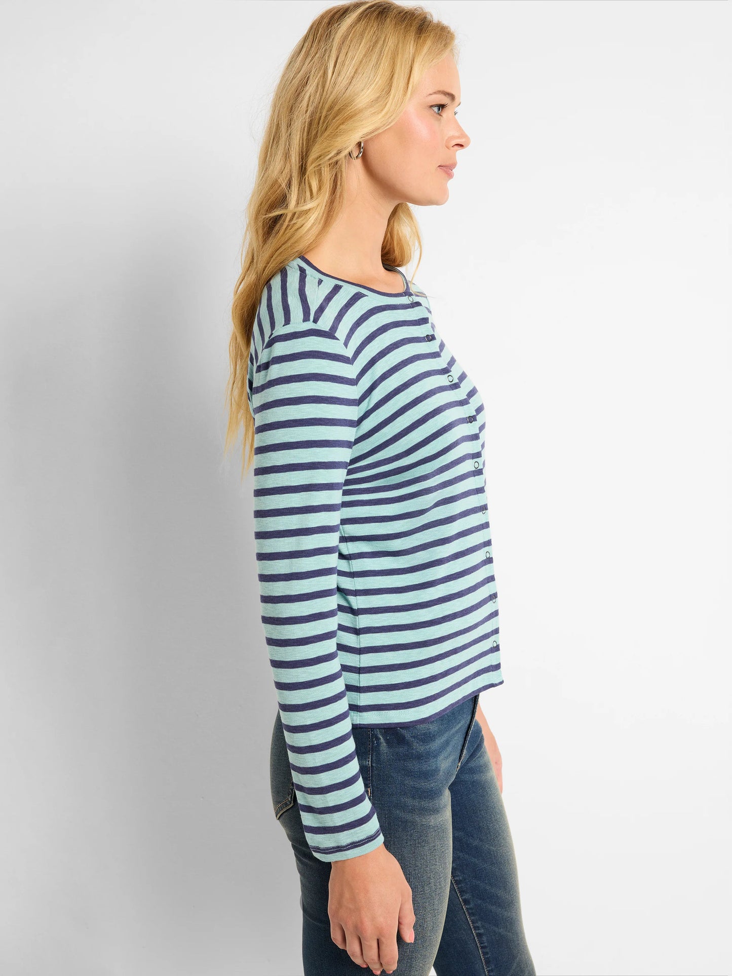 NZT Striped Snap Front Cardigan
