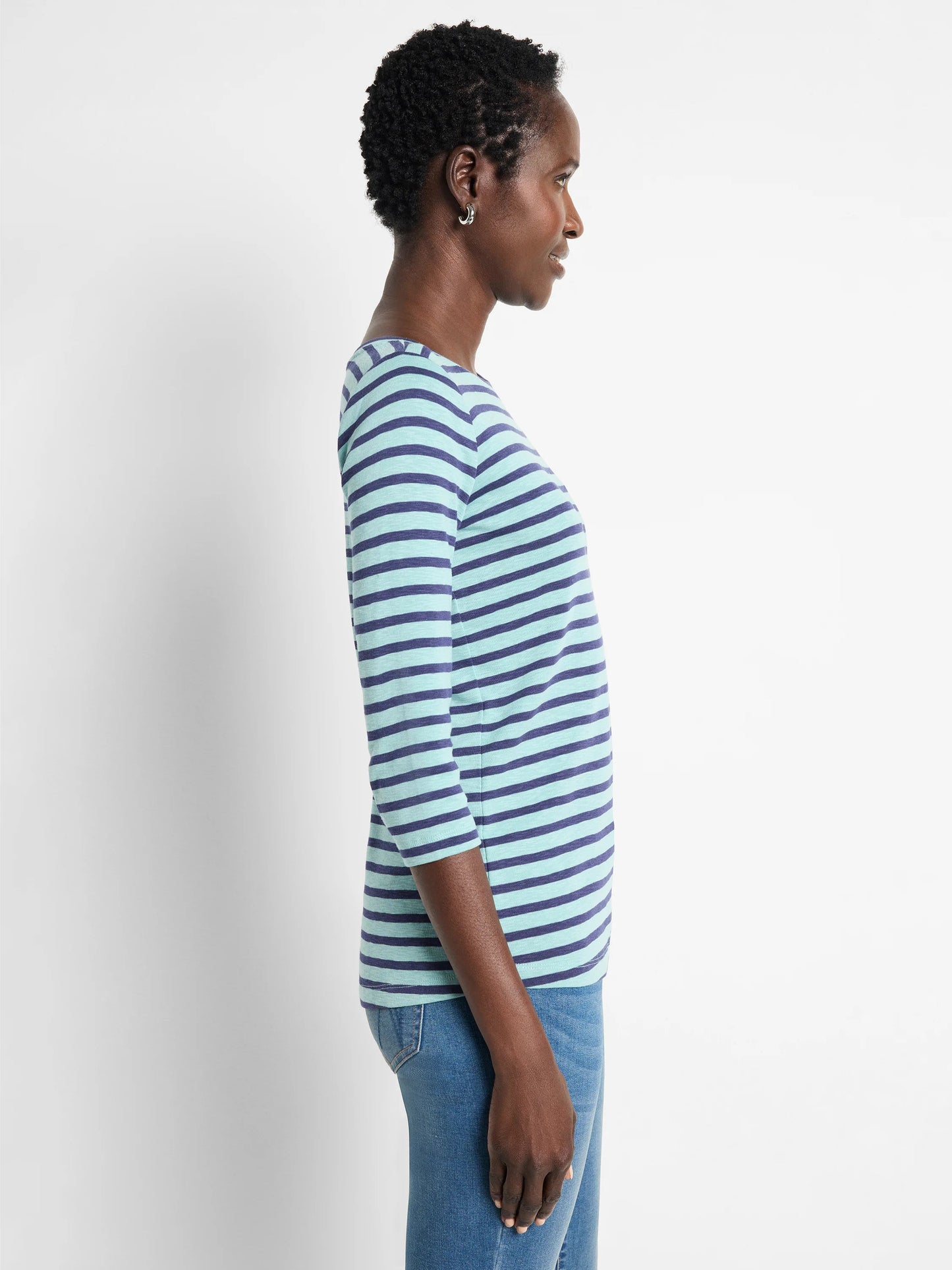 NZT 3/4 Sleeve Stripe Boat Tee