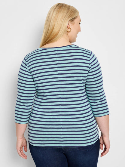 NZT 3/4 Sleeve Stripe Boat Tee