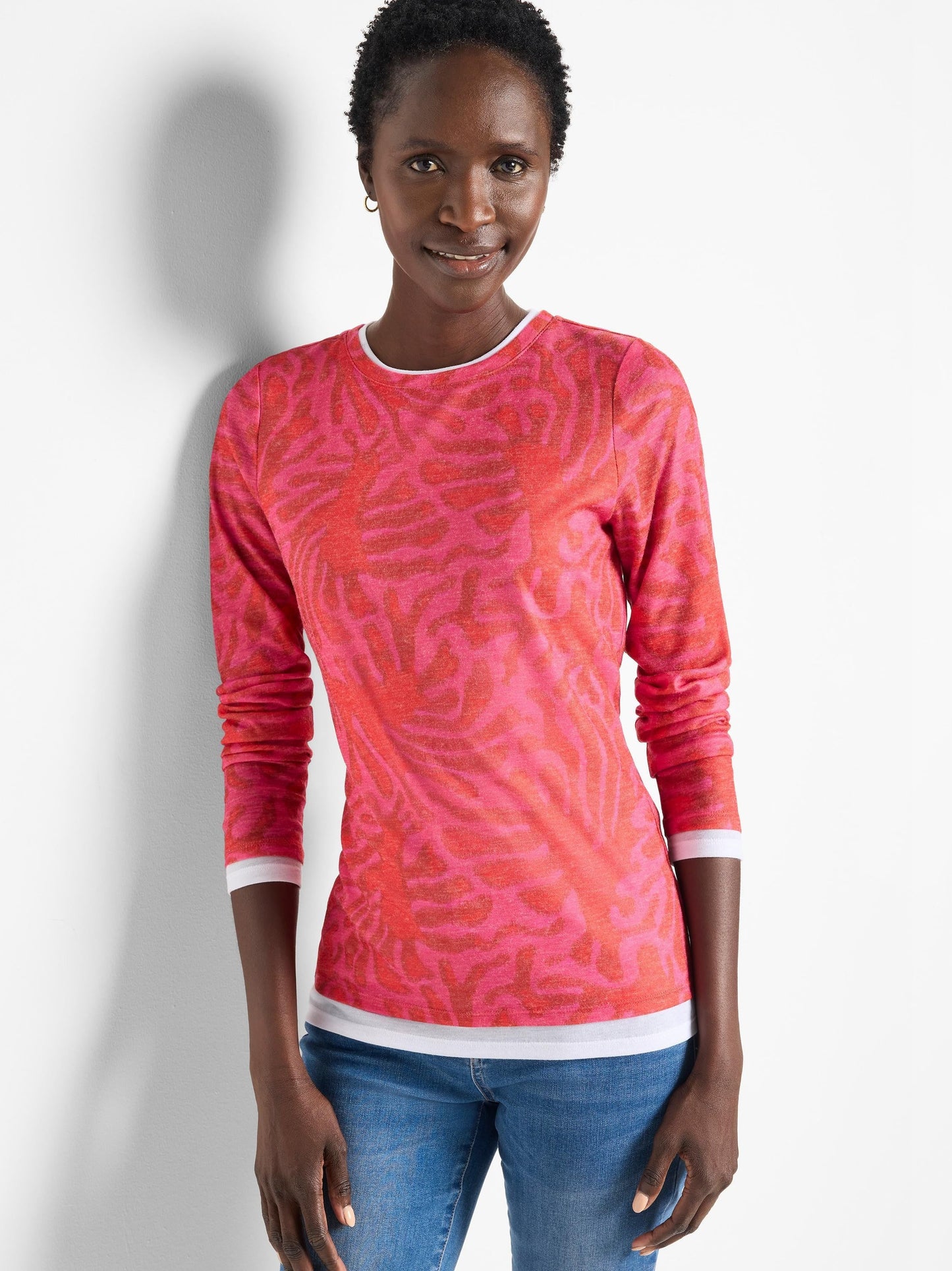 NZT Stamped Leaves Double Layer Top