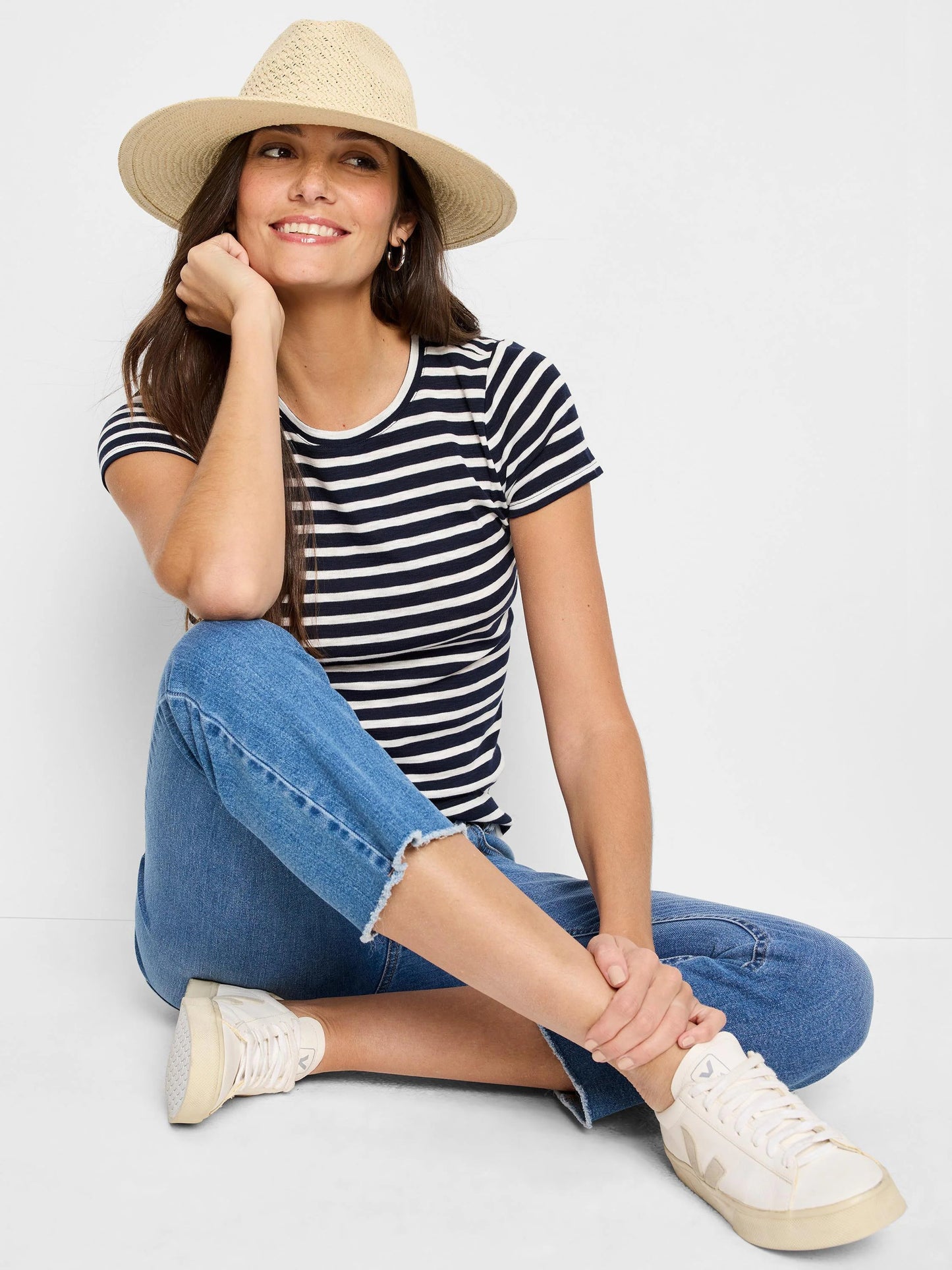 NZT Short Sleeve Stripe Crew Neck Tee
