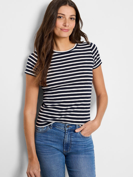 NZT Short Sleeve Stripe Crew Neck Tee