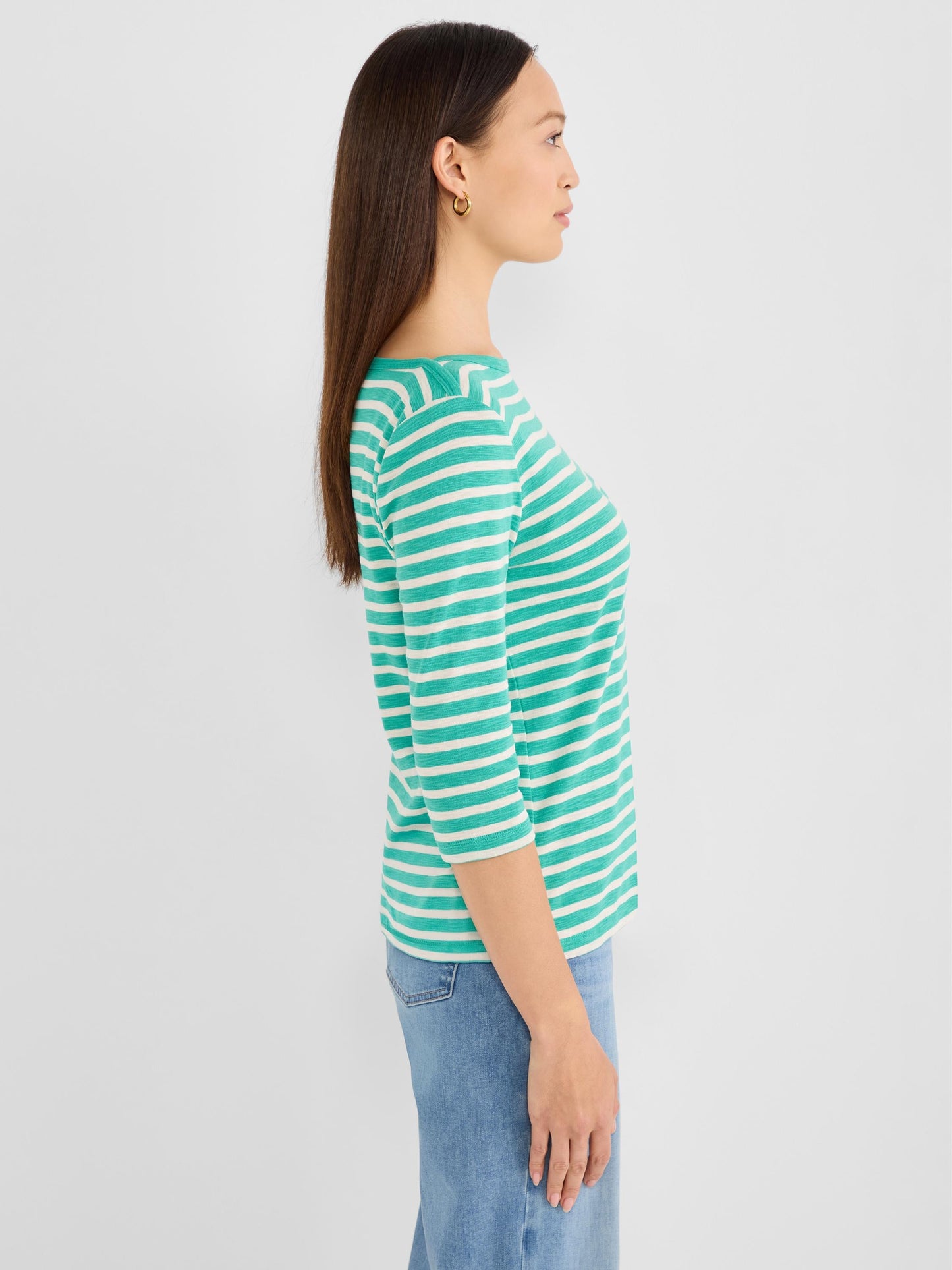NZT 3/4 Sleeve Stripe Envelope Boat Tee