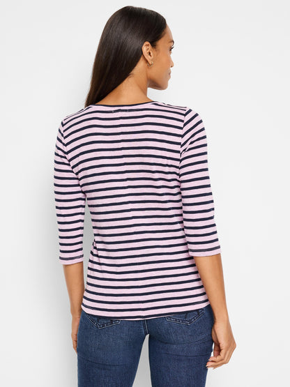 NZT 3/4 Sleeve Stripe Boat Tee