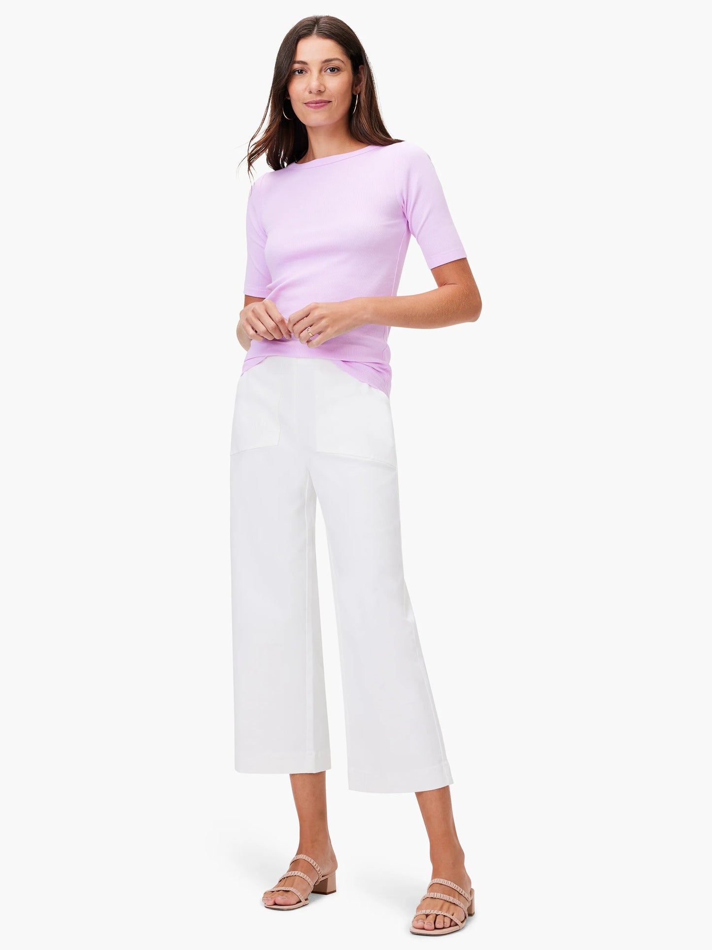 Perfect Knit Rib Elbow Sleeve Boatneck Tee