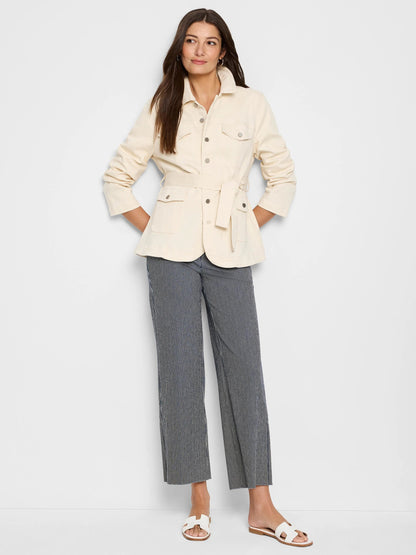 Railroad Stripe Weekend Wide Leg Ankle Jeans