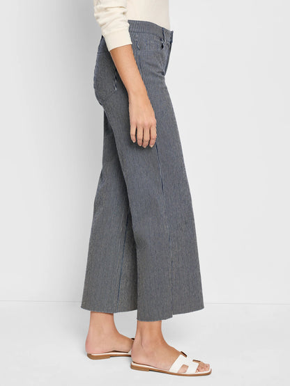 Railroad Stripe Weekend Wide Leg Ankle Jeans