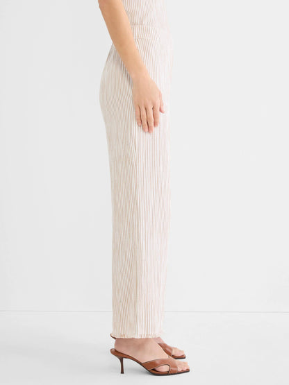 Pinstripe Gauze Wide Leg Ankle Pant
