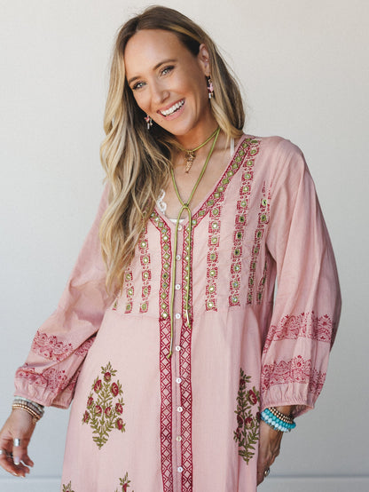 Bali Song Maxi Dress - Pink Multi