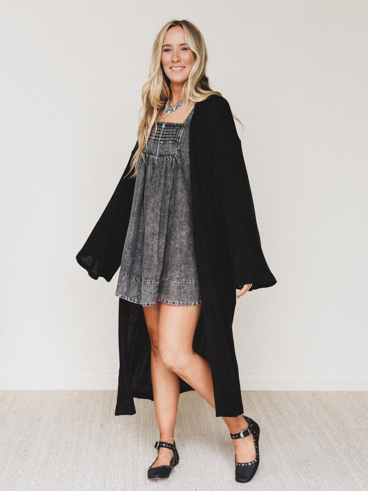 Soft Grove Babydoll Dress - Black