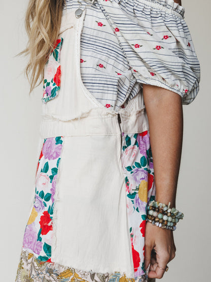 Sweetheart Charm Overalls Maxi Dress - Oatmilk