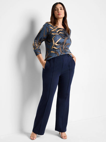 Knit Wide Leg Pleated Pant
