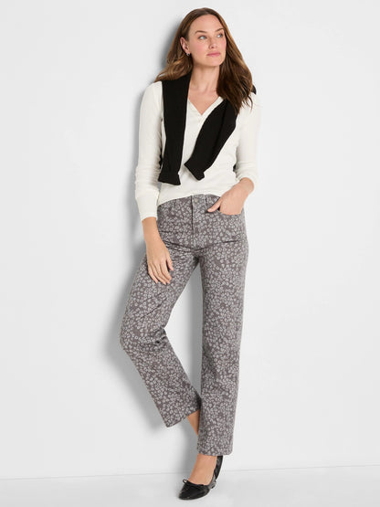 Leopard Print Recess Straight Ankle Jeans