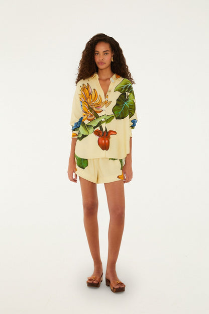 Yellow Banana Grapes Drawstring Shorts