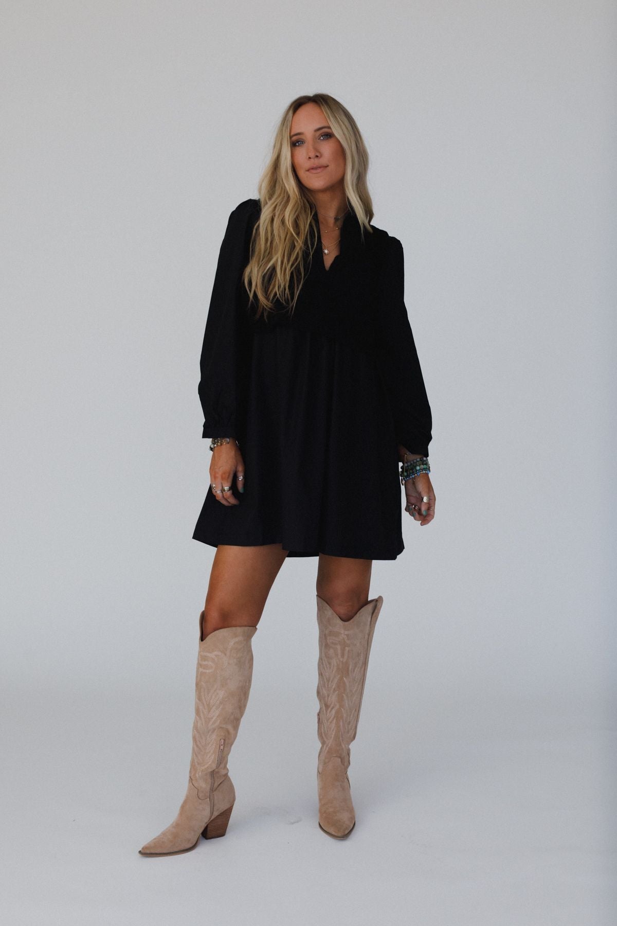 Sweet Edge Crochet Vest Tunic Dress - Black