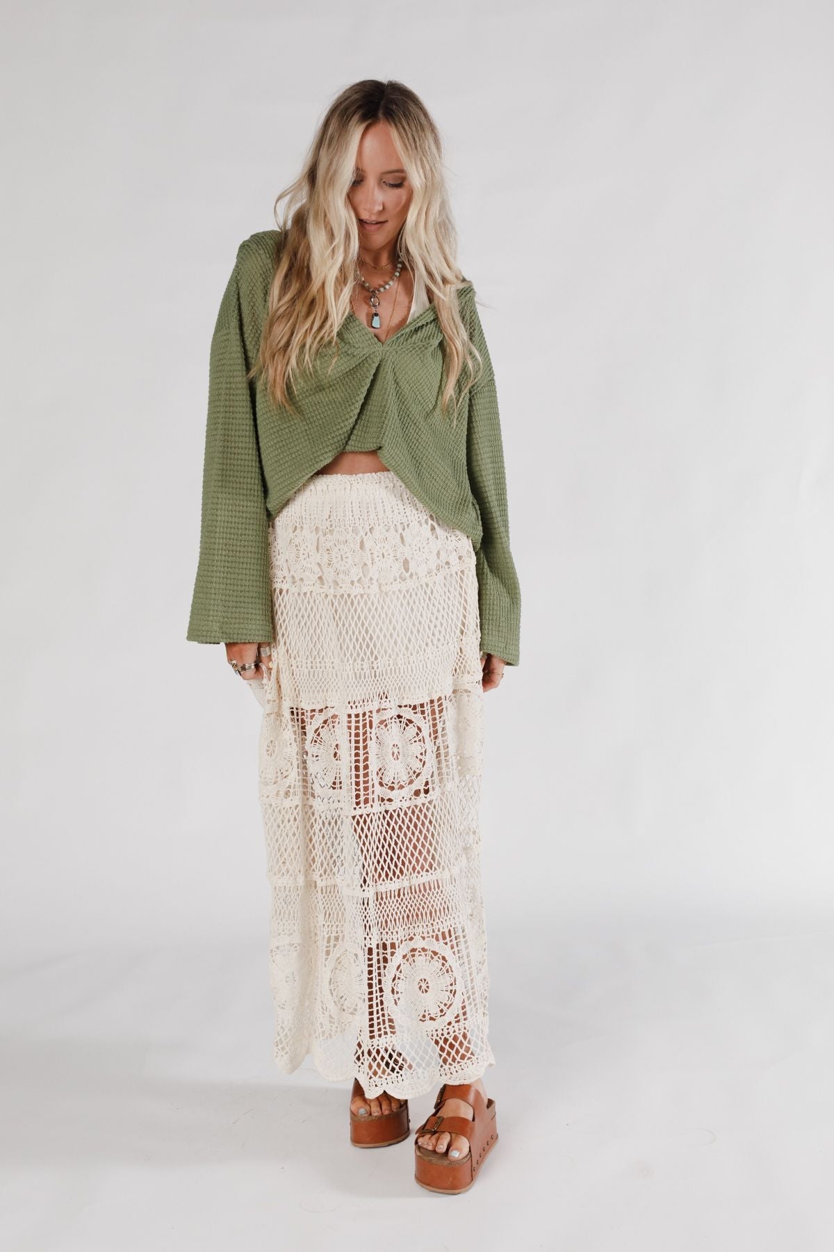 Boho Canyon Crochet Skirt - Natural