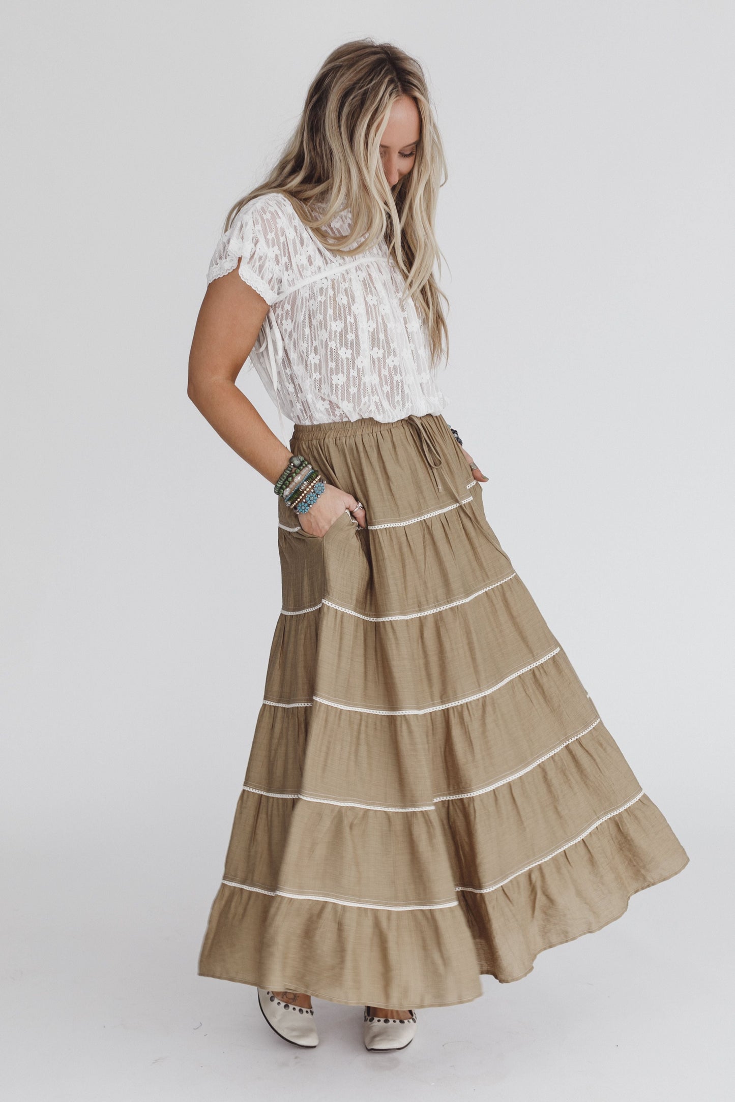 Mossy Grove Maxi Skirt - Olive